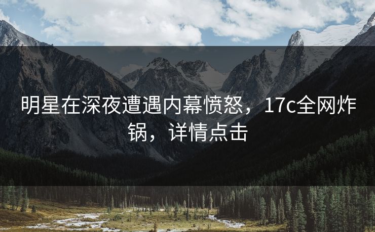 明星在深夜遭遇内幕愤怒，17c全网炸锅，详情点击
