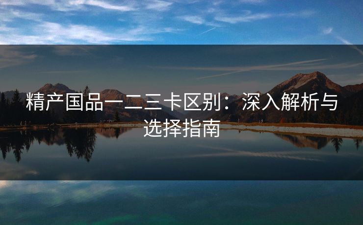 精产国品一二三卡区别：深入解析与选择指南